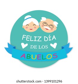 Happy Grandparent Day in Spanish, vector illustration. Design for grandmother, grandfather Day. Can be used as a greeting card, flyer, poster, banner, for print, T-shirt. Eps10