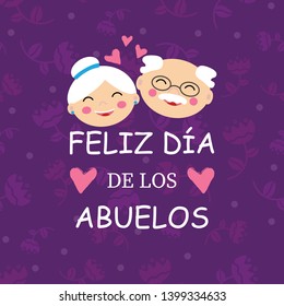 Happy Grandparent Day in Spanish, vector illustration. Design for grandmother, grandfather Day. Can be used as a greeting card, flyer, poster, banner, for print, T-shirt. Eps10