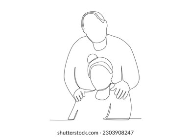 Happy grandparents couple. Grandparent day one-line drawing
