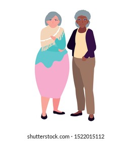 happy grandparents day - beautiful grandmothers old women vector illustration