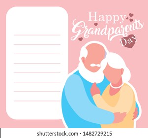 happy grandparents day card with couple old hugged