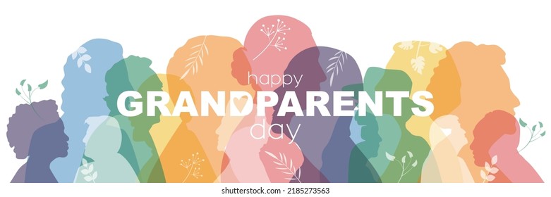 Happy Grandparents Day card. Flat vector illustration.	