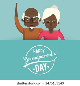 Happy grandparents day card with grandfather and grandmother couple cartoons vector illustration graphoc design.