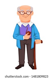 Happy Grandparents Day. Cheerful grandfather cartoon character. Vector illustration isolated on white background