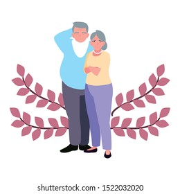 happy grandparents day - couple grandpa and grandma family vector illustration