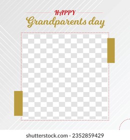 Happy Grandparents Day Cute Cartoon Illustration with Grandchild, Older Couple, Flower Decoration, Grandpa and Grandma in Flat Style for Poster or Greeting Card