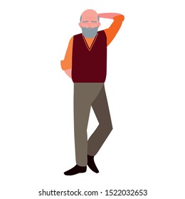 happy grandparents day - cute grandpa character vector illustration
