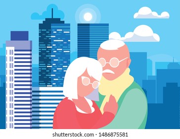 happy grandparents day flat design