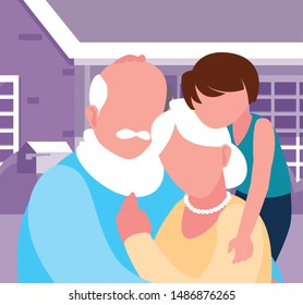 happy grandparents day flat design