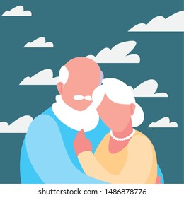 happy grandparents day flat design
