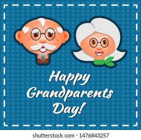 Happy Grandparents Day Funny Grandfather Grandmother Stock Vector ...