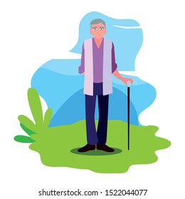 happy grandparents day - grandfather character standing outdoor vector illustration