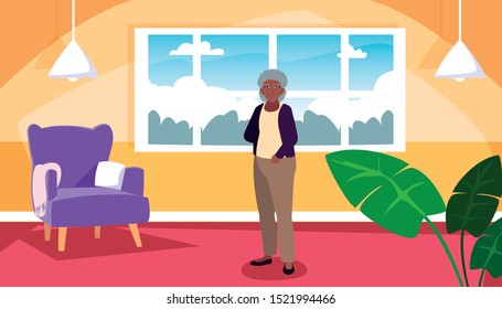 happy grandparents day - grandmother in the home room vector illustration