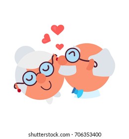 Happy Grandparents Day Greeting Banner with dancing and smiling grandfather and grandmother. Vector
