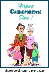 Cartoon Vector Illustration Grandparents Grandchildren Together Stock ...