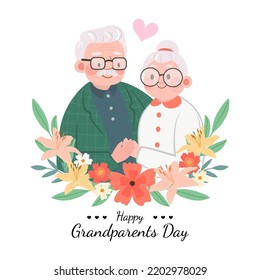 Happy Grandparents day greeting card vector illustration. Cute cartoon grandparent isolated on white background
