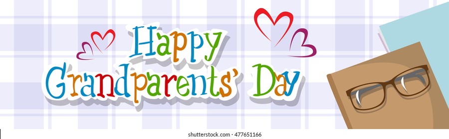Happy Grandparents Day Greeting Card Banner Flat Vector Illustration