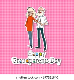 Happy Grandparents Day Greeting Card Colorful Banner Pop Art Style Vector Illustration