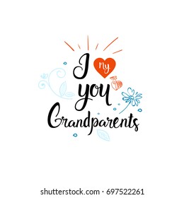 Happy Grandparents Day Greeting Card Banner Text Over White Background Vector Illustration