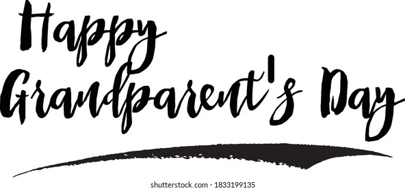 Happy Grandparent's Day Handwritten calligraphy Black Color Text On White Background