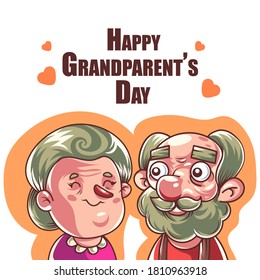 Happy Grandparent's Day. Grandparents hug each other. Elderly people.Vector illustration of a senior couple in love. Isolated on a white background.