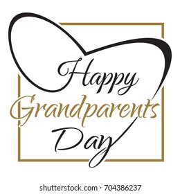 Happy Grandparents Day lettering. Congratulatory inscription in the frame. Calligraphy isolated on white background. Vector illustration