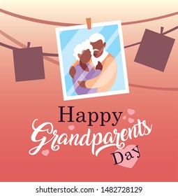 happy grandparents day poster with photo old couple hanging
