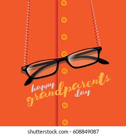 Happy Grandparents day reading glasses and sweater greeting card design. EPS 10 vector.