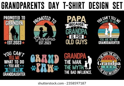 Happy grandparents day t-shirt design bundle, funny vintage grandparents day t shirt set