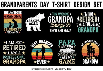 Happy grandparents day t-shirt design bundle, funny vintage grandparents day t shirt set