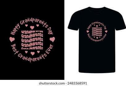 Happy Grandparents Day T-shirt design vector Graphic. Template for banner, poster, postcard, t-shirt, mug, etc. Grandparents day, Vector illustration, Calligraphy, Vector T-shirt Template. tee design.