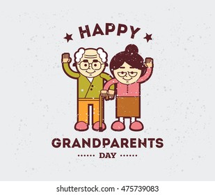 Happy Grandparents day typographic emblem, logo. Vector illustration. Design for greeting card, flyer, poster, banner or t-shirt.