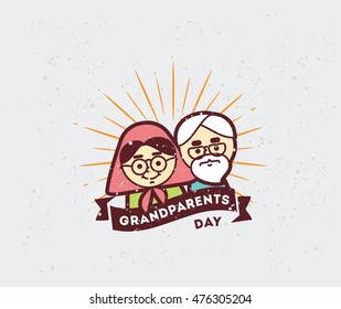 Happy Grandparents day typographic emblem, logo. Vector illustration. Design for greeting card, flyer, poster, banner or t-shirt.