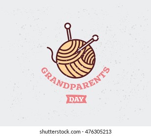 Happy Grandparents day typographic emblem, logo. Vector illustration. Design for greeting card, flyer, poster, banner or t-shirt.