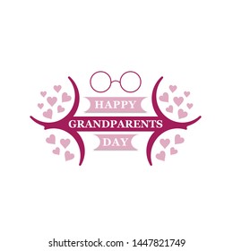 Happy Grandparents day typographic emblems, logo set. Grandma and grandpa vector illustration. Design for grandparents day greeting card, flyer, poster, banner or t-shirt. Older persons.