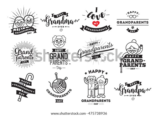 Image Vectorielle De Stock De Joyeux Noel Aux Grands Parents Emblemes Typographiques