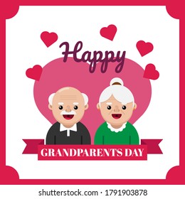 Happy grandparents day. Vector flat design style