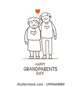Happy Grandparents Day vector illustration. Doodle style. Grandparents isolated on white background. Design element for greeting card, leaflet or poster.