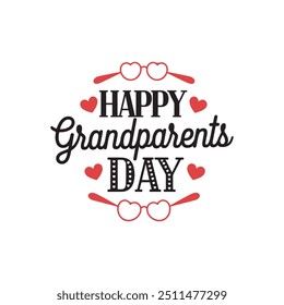 Happy grandparents day vector typography design, Grandparents day greeting card. T shirt or Logo Design. Happy grandparents day, heart typography vector.