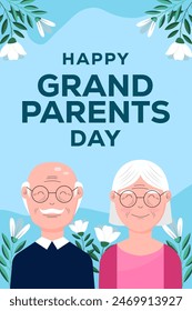 happy grandparents day vertical banner illustration