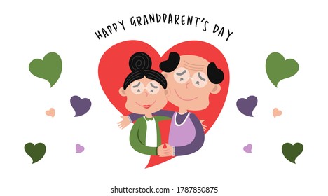 Happy grandparent's day web banner illustration vector