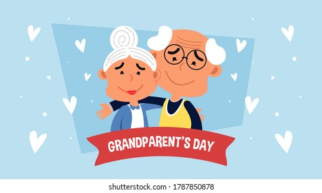 Happy grandparent's day web banner illustration vector