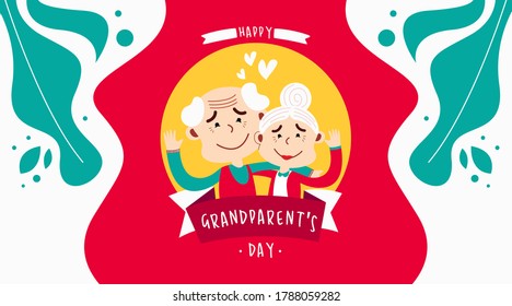 Happy grandparent's day web banner illustration vector