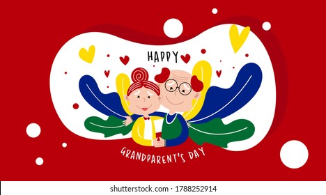 Happy grandparent's day web banner illustration vector