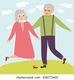 Happy grandparents. grandmother and grandfather. vector illustration