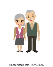 Happy grandparents isolated on white vector illustration