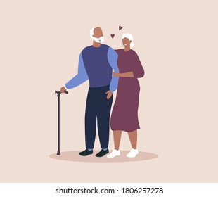 Happy grandparents in love. Eldery couple. Seniors. Vector