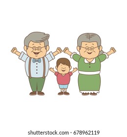 happy grandparents standing with their grandson