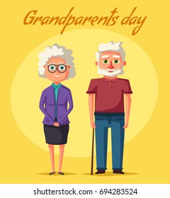 Happy grandparents. Vector cartoon illustration. Grandparents day