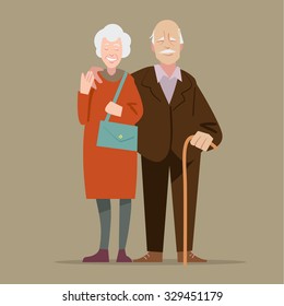 Happy grandparents. Vector illustration in cartoon style